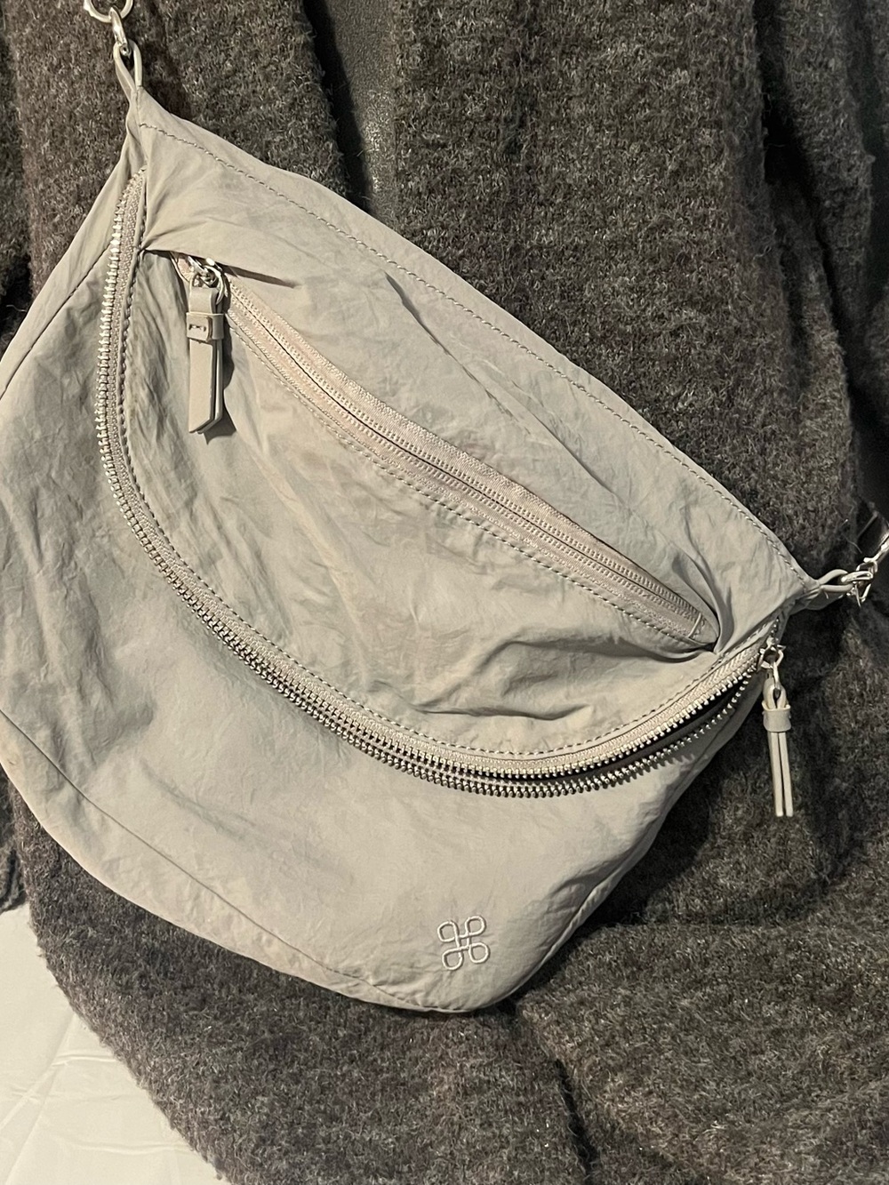 Aritzia Sunday Best Phoebe Mini Bag Crinkle Nylon Crossbody Gray